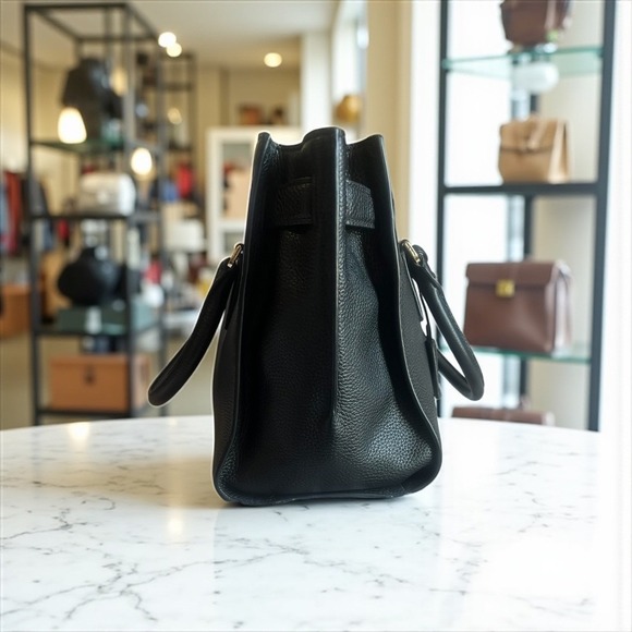 Michael Kors black Saffiano leather Hamilton East West Studio gold bag tote - Picture 3 of 11